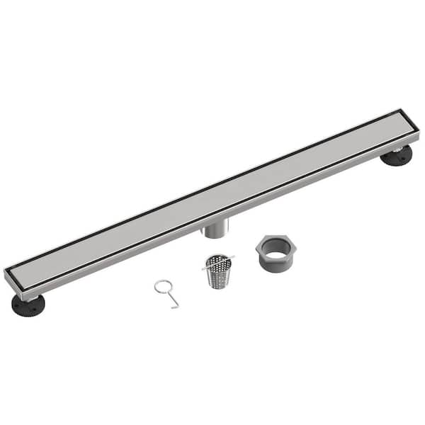 32 in. Stainless Steel Linear Shower Drain with Tile Insert Grate in Brushed Nickel