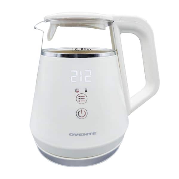 Electric Kettle with 5-Temperature Control Presets 5-Hour Keep Warm Function Auto Shut-Off, 1500W BPA Free, White KD95W