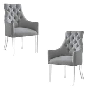 Winona Light Grey Linen Acrylic Leg Dining Chair (Set of 2)