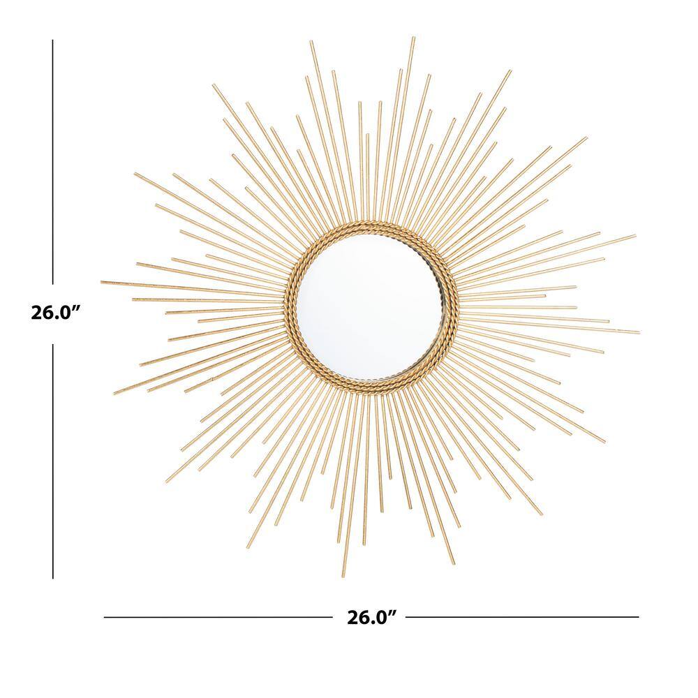Radiant Gold Leaf Round Sunburst Vanity Mirror