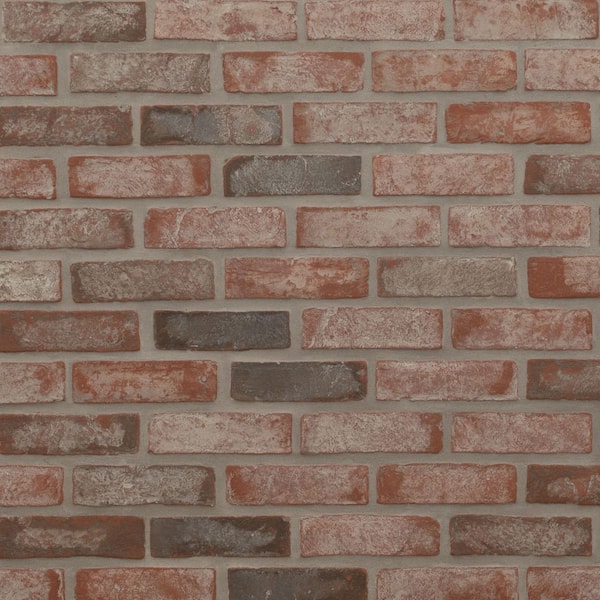 Red Noble 10.5 in. x 28 in. Textured Clay Brick Look Mesh-Mounted Mosaic Tile (8.7 sq. ft./Case)