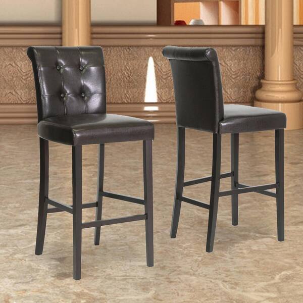 Baxton Studio Torrington Brown Faux Leather Upholstered 2-Piece Bar Stool Set