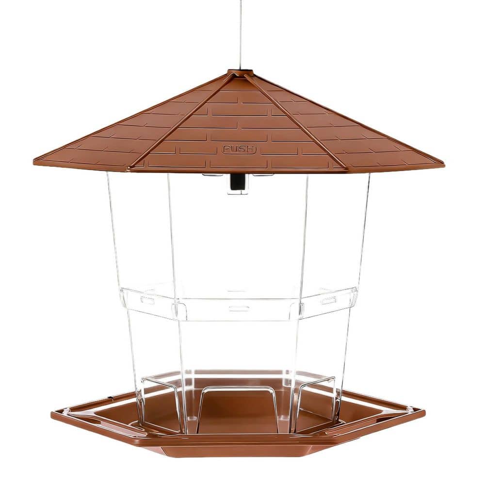 7.8 in. Plastic Bird Feeders for Outdoors Hanging Bird Feeder Wild Birds Seed, Brown price history on PriceWatchPro