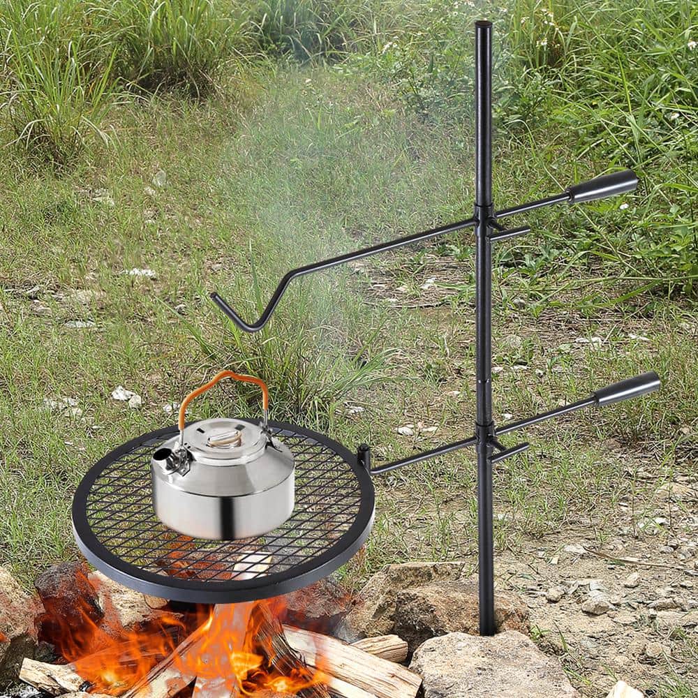 14-Inch Round Black Stainless Steel Swivel Campfire Grill