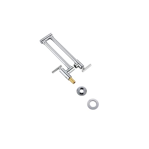 Timeless Home Wall Mounted Pot Filler with Double Handle in Chrome