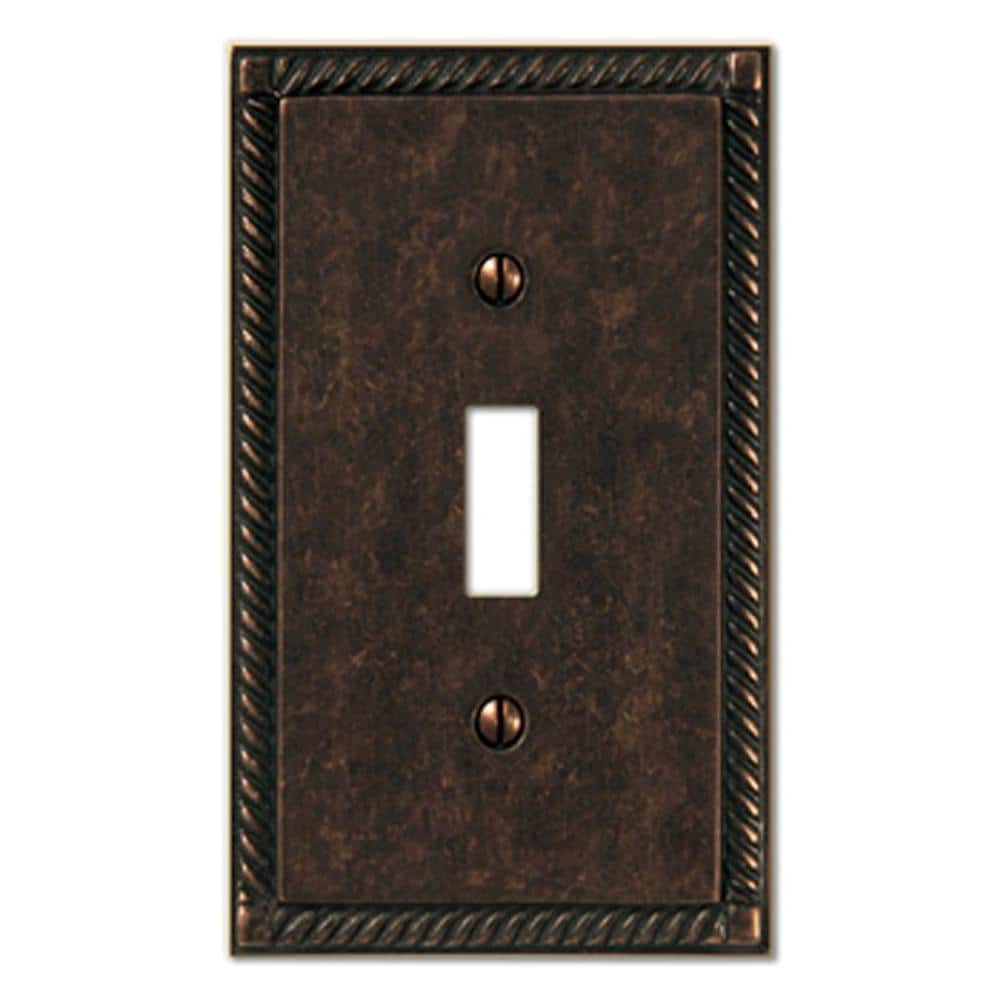Georgian Aged Bronze Single Toggle Cast Metal Wallplate