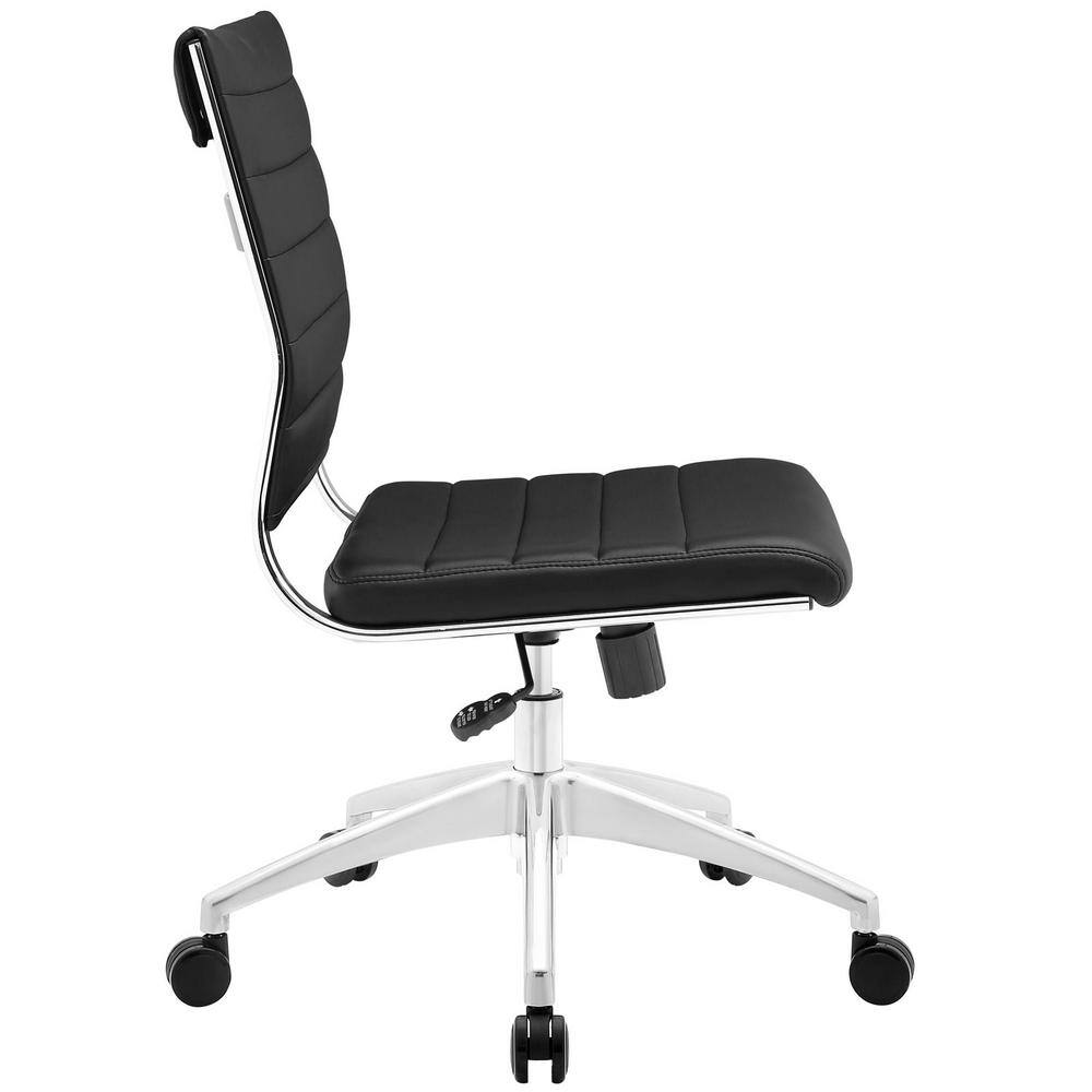 Black Vinyl Armless Midback Swivel Office Chair