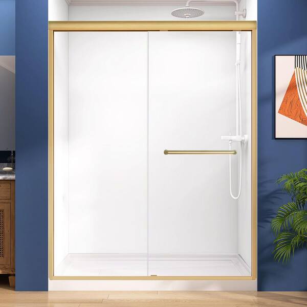 Zeafive 56 to 60 in. W x 75 in. H Double Sliding Shower Door in