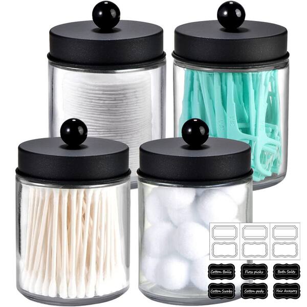 Wudkey 4-Pack Open-Top Glass Storage Jar with Chalkboard Labels