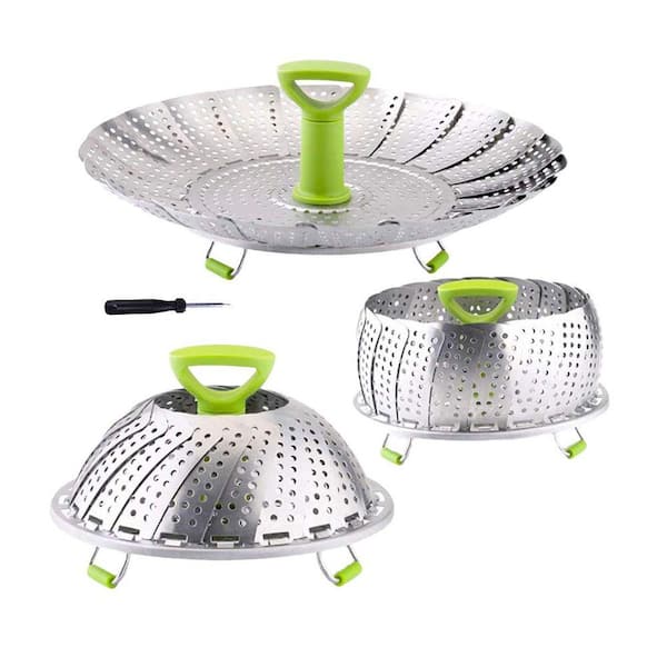 Stainless Steel Vegetable Steamer Basket Expandable with Silicone Feet Food Strainer Insert for Pot Cooking