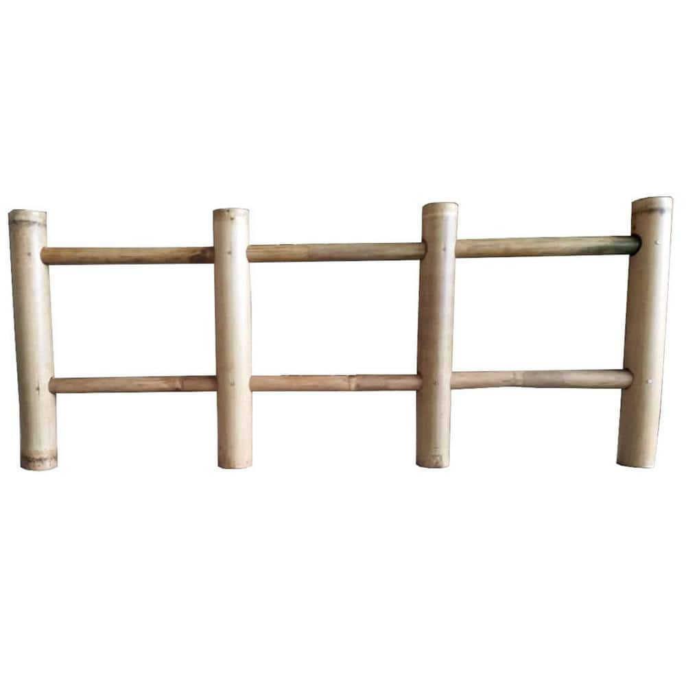 24" x 60" Natural Bamboo Post and Rail Garden Fence