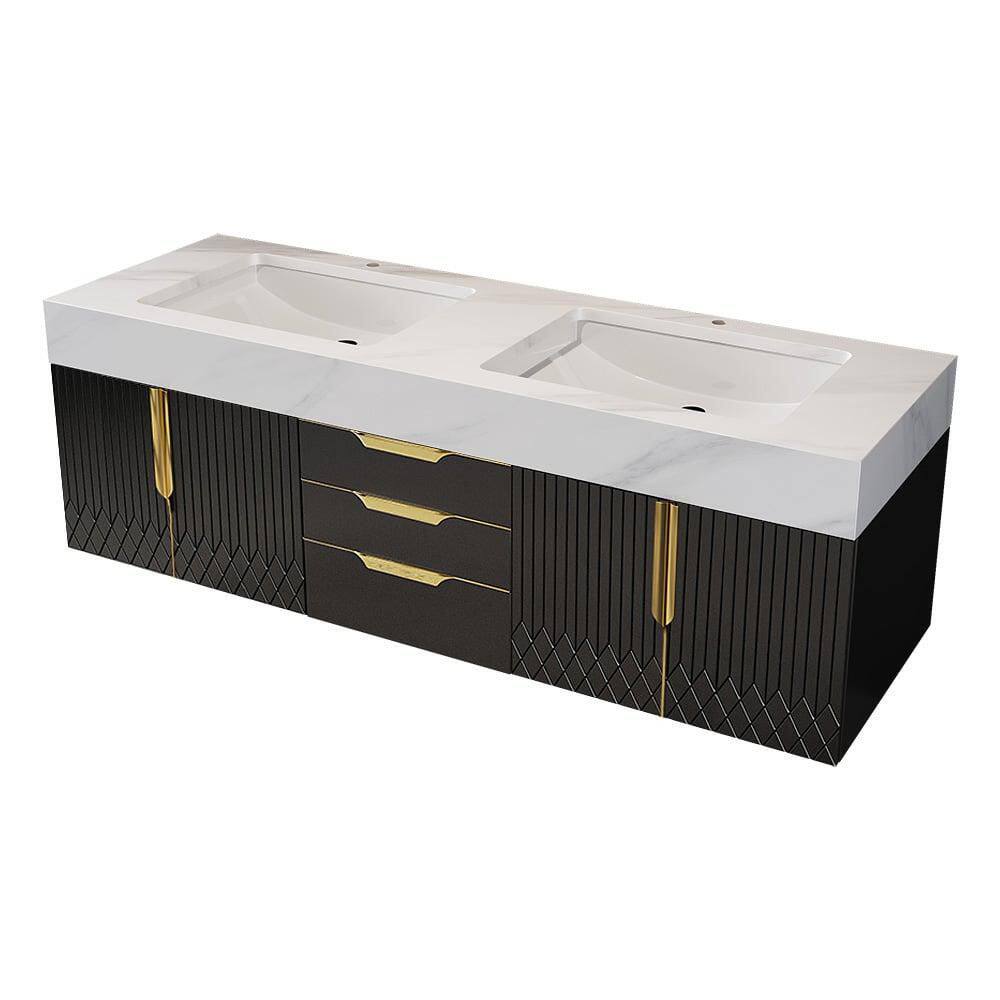 "59"" Floating Double Bath Vanity with Sink, Sintered Stone Top" price history on PriceWatchPro