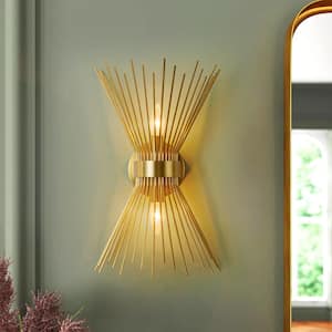 Noad 11 in. 2-Light Dimmable Gold Wall Sconce
