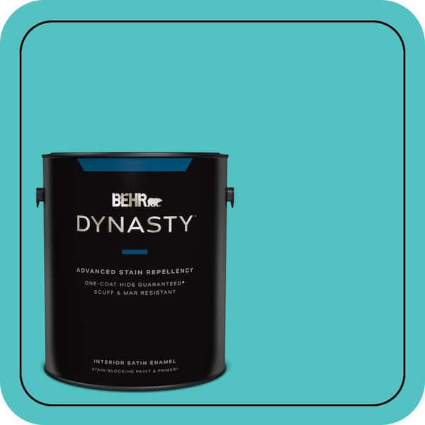 BEHR DYNASTY 1 gal. #500B-4 Gem Turquoise Satin Enamel Interior Stain-Blocking Paint & Primer