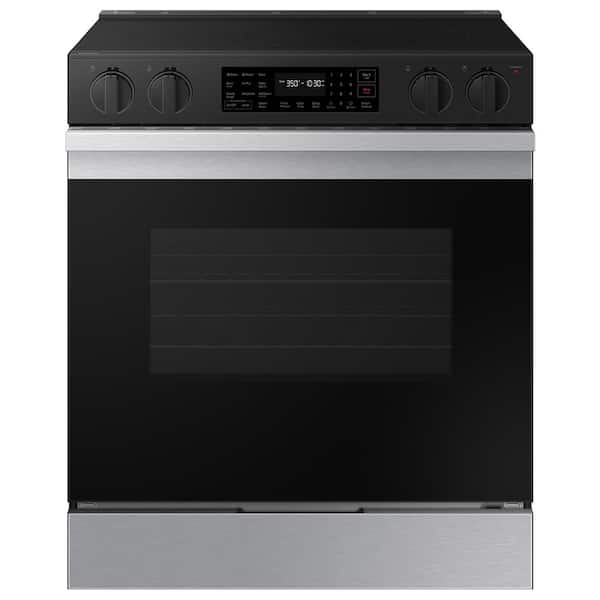 Samsung Bespoke 30 in. 6.3 cu. ft. 5 Element Smart Slide-In Electric Range with Air Fry & Safety Knobs in Stainless Steel