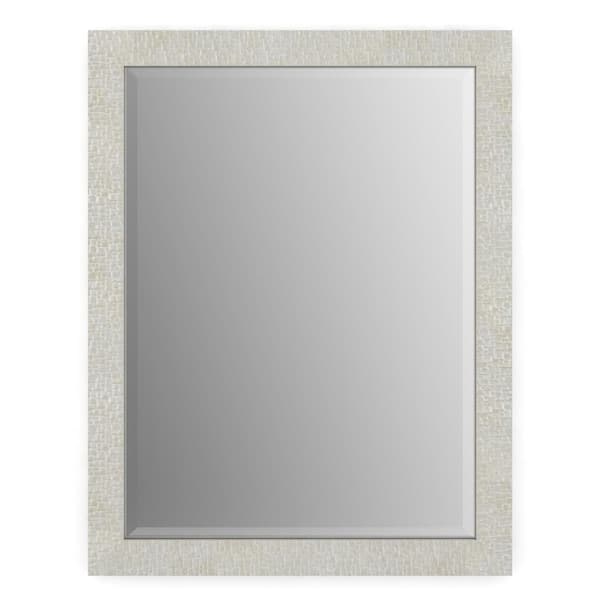 Delta 23 in. W x 33 in. H (S2) Framed Rectangular Deluxe Glass Bathroom Vanity Mirror in Stone Mosaic