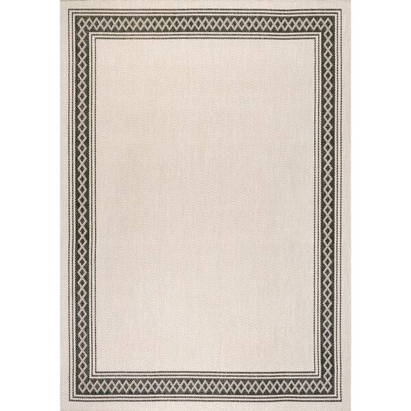 Lucia Classic Diamond Border Cream/Black 8 ft. x 10 ft. Indoor/Outdoor Area Rug