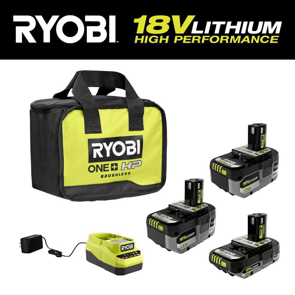 generic1 Ryobi ONE+ 18V Lithium-Ion 4.0 Ah Battery (2-Pack) and Charger  Kit, 1 (PSK006) 
