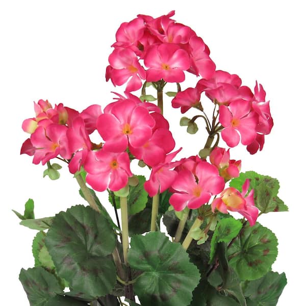 16 in. Beauty Pink Artificial Geranium Flower Stem Bush Bouquet Set of 2
