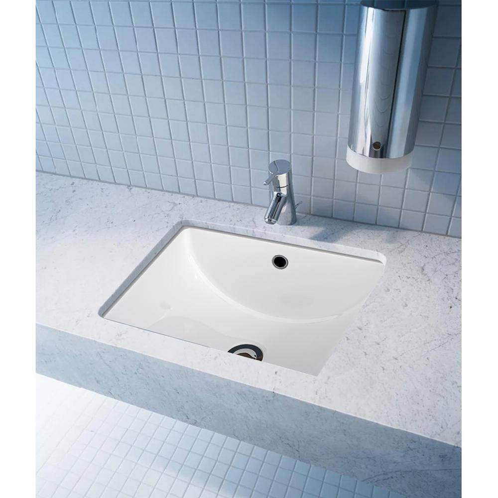 18.5" x 14" White Ceramic Rectangular Undermount Bathroom Sink