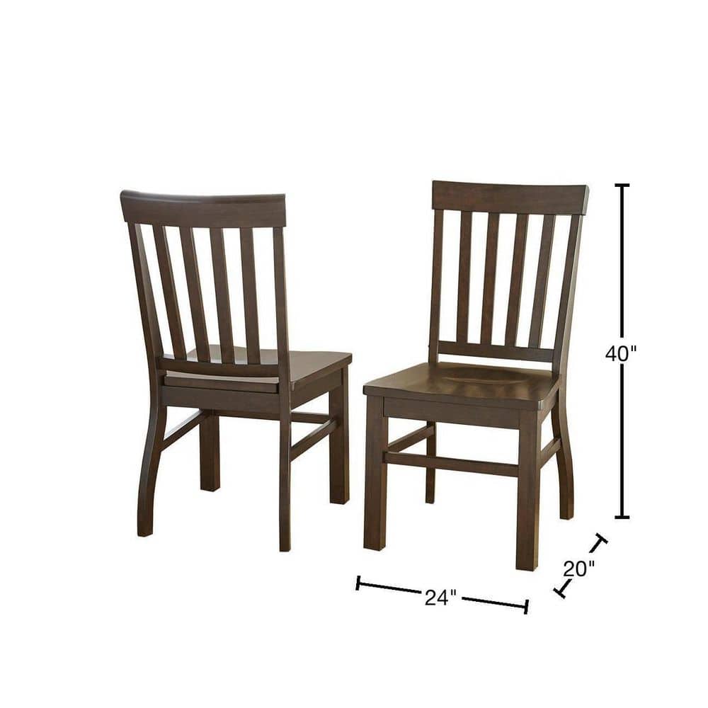Set of 2 Dark Oak High Slat Back Side Chairs