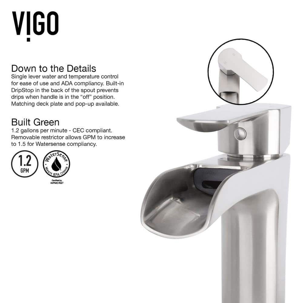 Bryant 17" White Matte Stone Vessel Sink with Waterfall Faucet