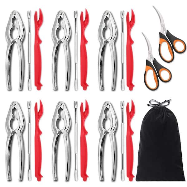 20-Pack Finish Crab and Nut Cracker Tool Set with Storage Bag for Crab Boil, Lobster Dinner and Home Nut Cracking Use