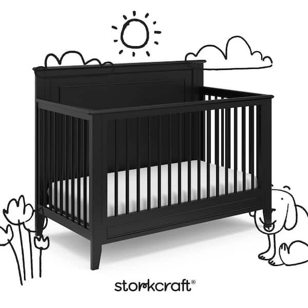 希少XS Jung Kook for   黒　ベビーT Storkcraft Solstice Black 4-in-1 Convertible Crib 04523-20B - The