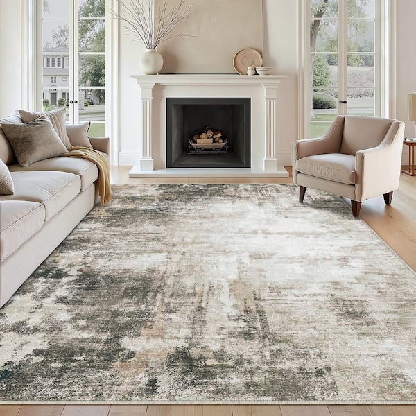 Black Hole Black/Brown 8 ft. x 10 ft. Modern Abstract Washable Area Rug