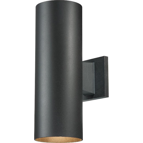 Volume Lighting Medium Base Light Black Aluminum Outdoor Cylinder Wall Mount Lantern Sconce