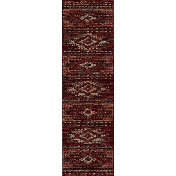 Lodge King Diamond Head Red 2 ft. x 8 ft. Area Rug