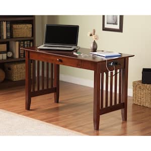24 in. Rectangular Walnut 1 Drawer Computer Desk with Solid Wood Material