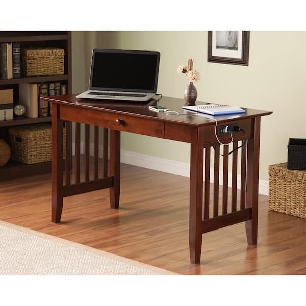 AFI 24 in. Rectangular Walnut 1 Drawer Computer Desk with Solid Wood Material