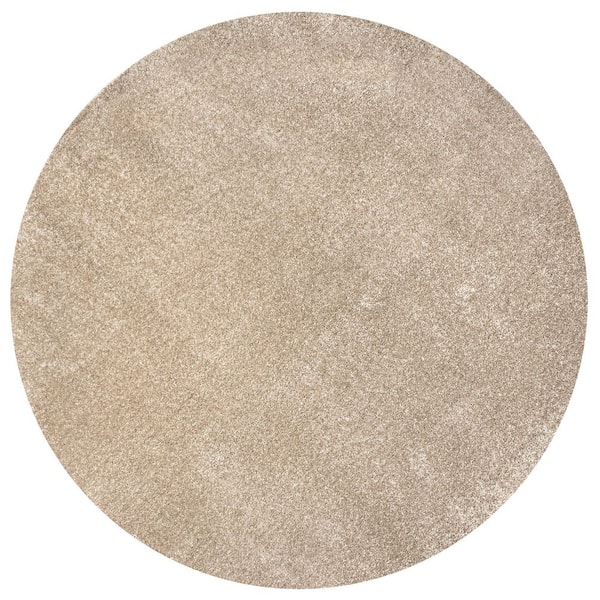 Haze Solid Low-Pile Beige 4 ft. Round Area Rug