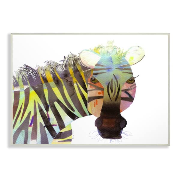 Stupell Industries 10 in. x 15 in. "Watercolor Cutout Collage Zebra" by Marley Ungaro Printed Wood Wall Art