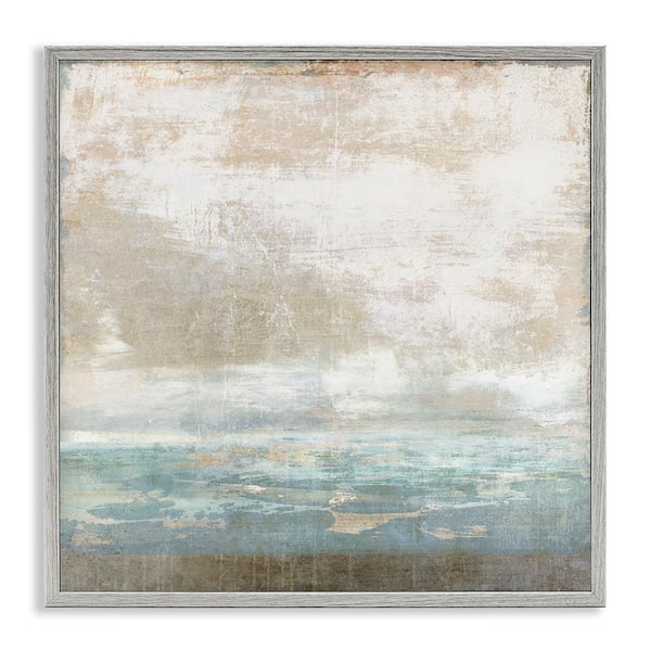 Stupell Industries Rustic Blue Beige Ombre by Suzanne Nicoll Gray Framed Abstract Giclee Art Print 24 in. x 24 in.