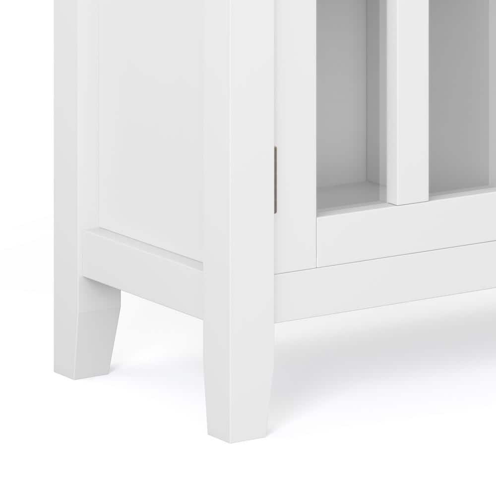 White Solid Wood Office Storage Cabinet with Glass Doors