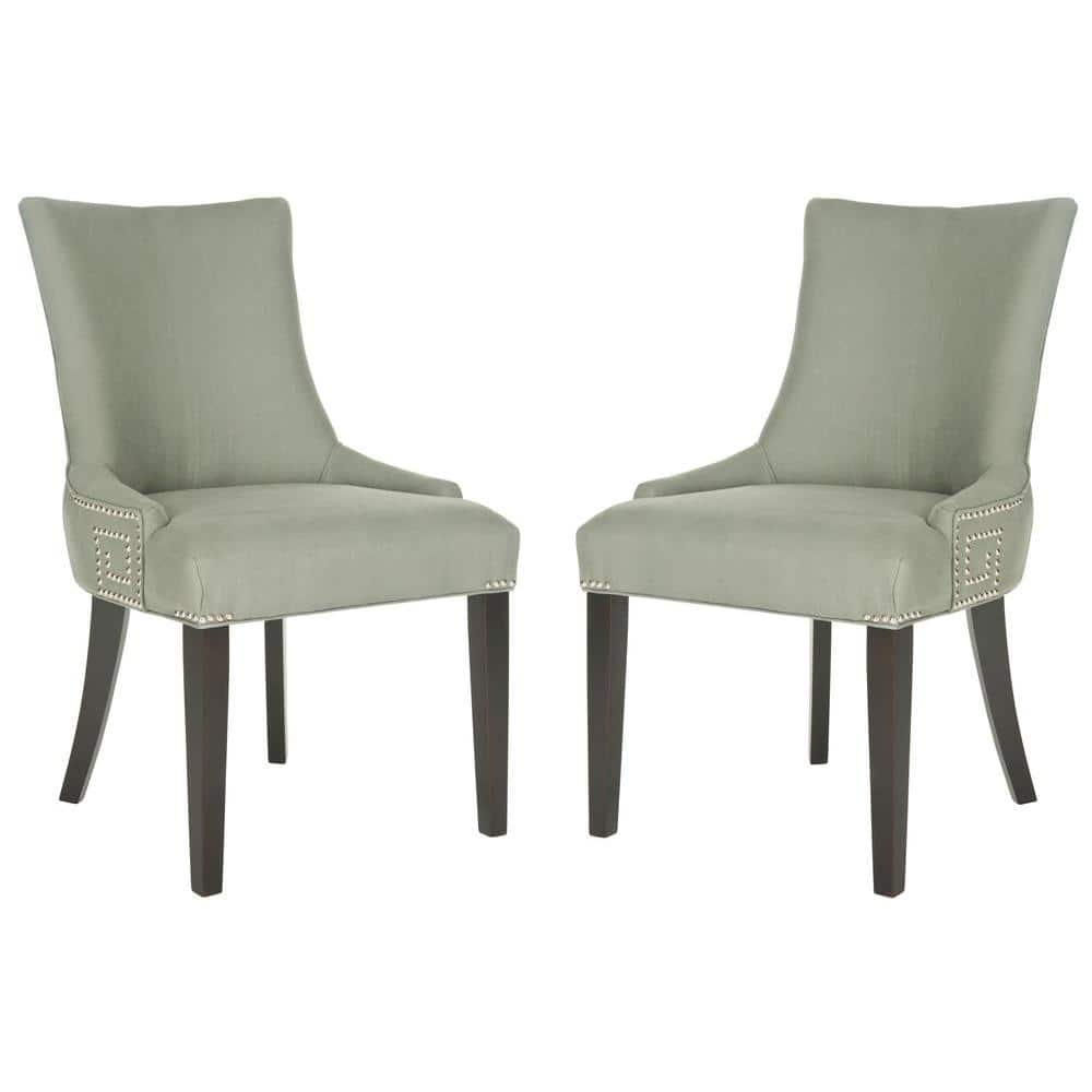 Gray Linen Upholstered Parsons Side Chair with Wood Legs