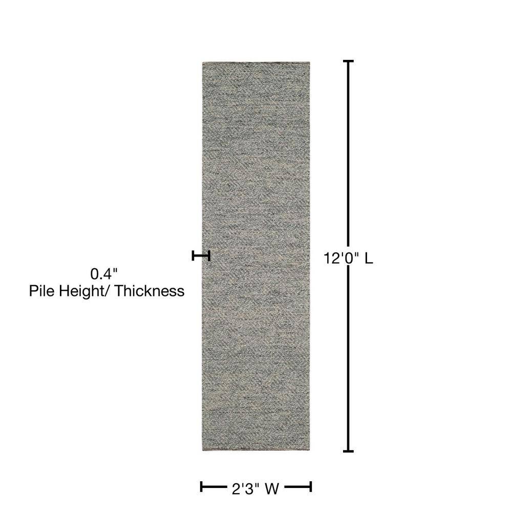 Camel and Grey Handmade Wool Runner Rug, 2'3" x 12'