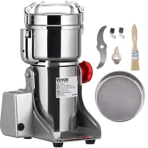 35.3 oz. Electric Blade Grain Mill Coffee Grinder High Speed 2500-Watt Commercial Spice Grinder in Silver Powder Machine