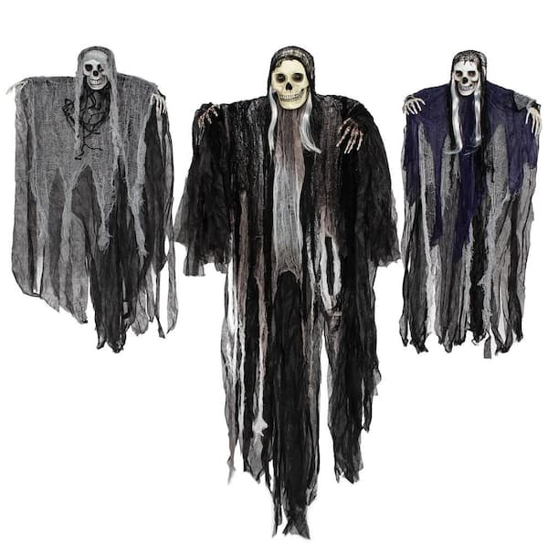 Halloween Hanging Ghost Decoration For Haunted House Hanging Grim Reaper Skull Halloween Decoration Prop Scary Props Halloween Decorationblack - View #7