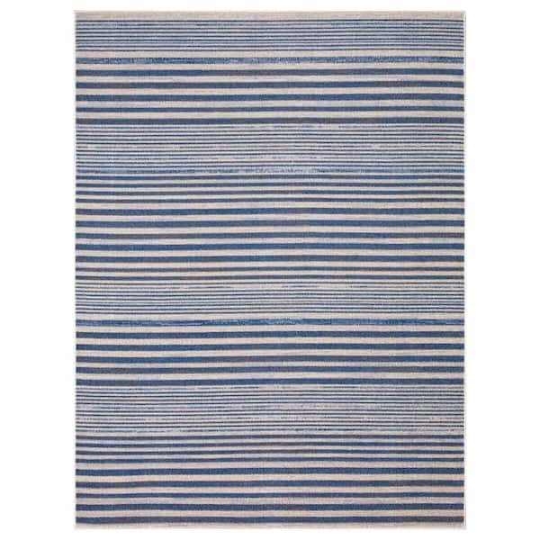 Ottomanson Ione Blue/Cream 5 ft. x 7 ft. Striped Low Pile Area Rug
