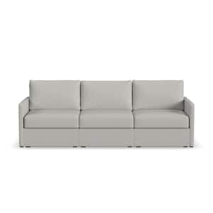 Flex 99 in. Wide Straight Arm Live Smart Performance Fabric Polyester Upholstered Sofa in Frost Light Gray