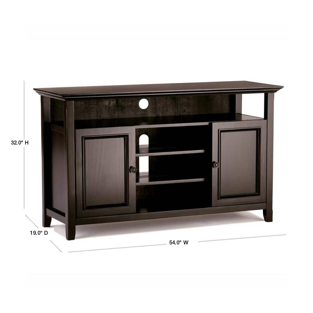 Hickory Brown Pine Wood 54" TV Media Stand with Cabinets