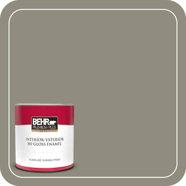 BEHR PREMIUM PLUS 1 qt. #MQ6-25 Pavement Gray Hi-Gloss Enamel Interior/Exterior Paint & Primer