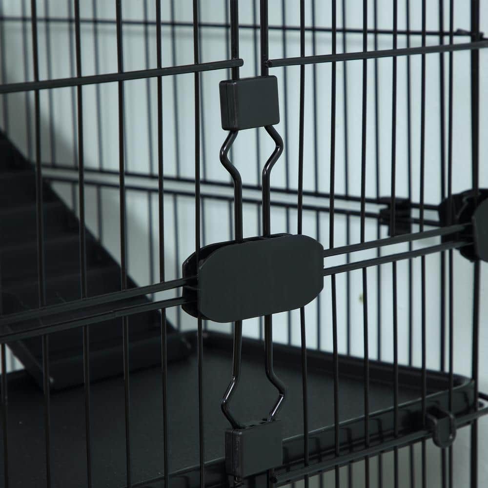 Black 6-Level Small Animal Cage with Lockable Wheels and Tray