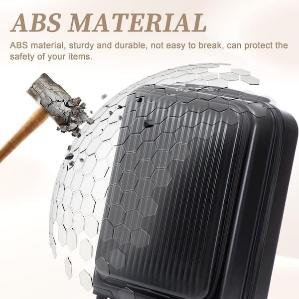 Boyel Living 2-Piece Black ABS Hardside Spinner Luggage Set with
