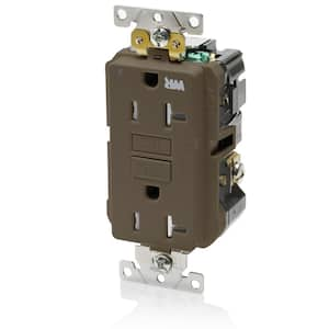 20A/125V Self-Test Tamper/Weather Resistant Industrial Grade GFCI Duplex Outlet/Receptacle Brown 1-Pack G5362-WT