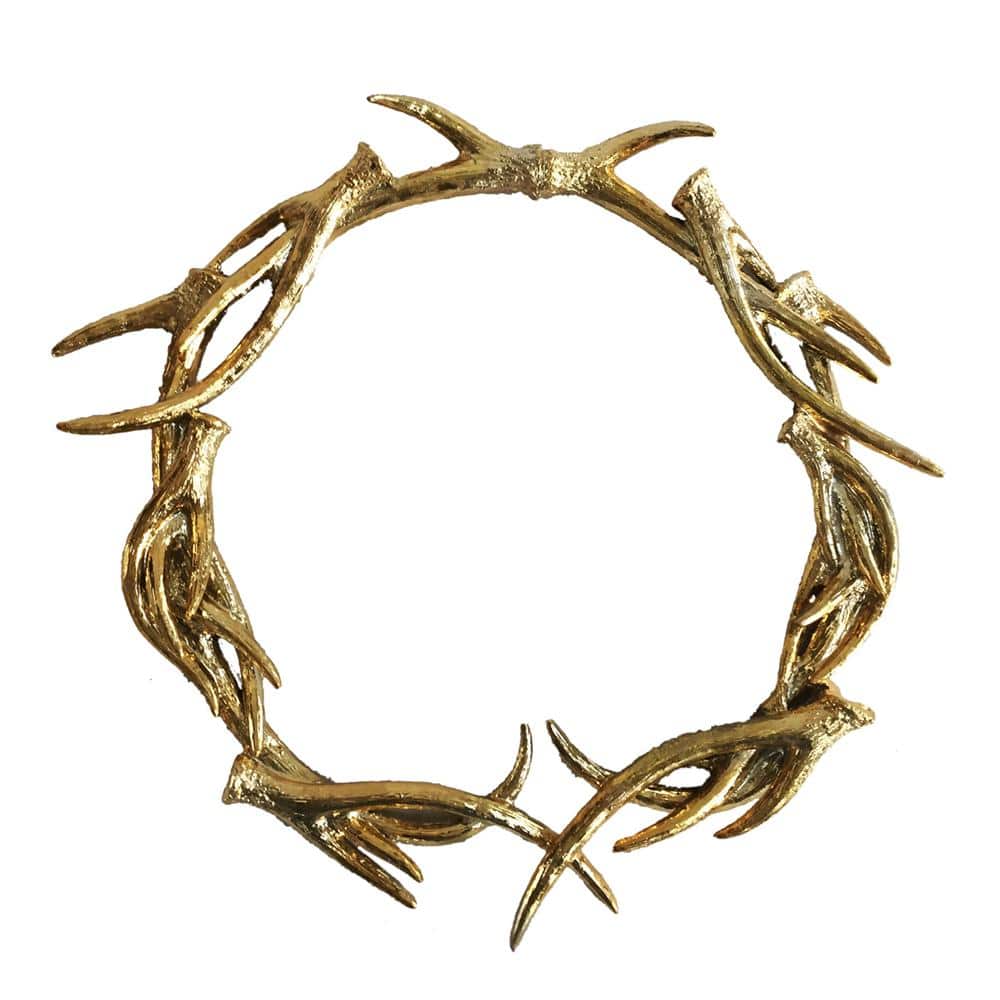 Gold Resin Crown Antlers Wall Decor, 21"