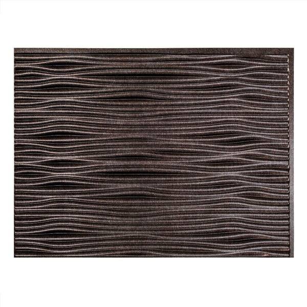 Fasade 18.25 in. x 24.25 in. Smoked Pewter Waves PVC Decorative Tile Backsplash